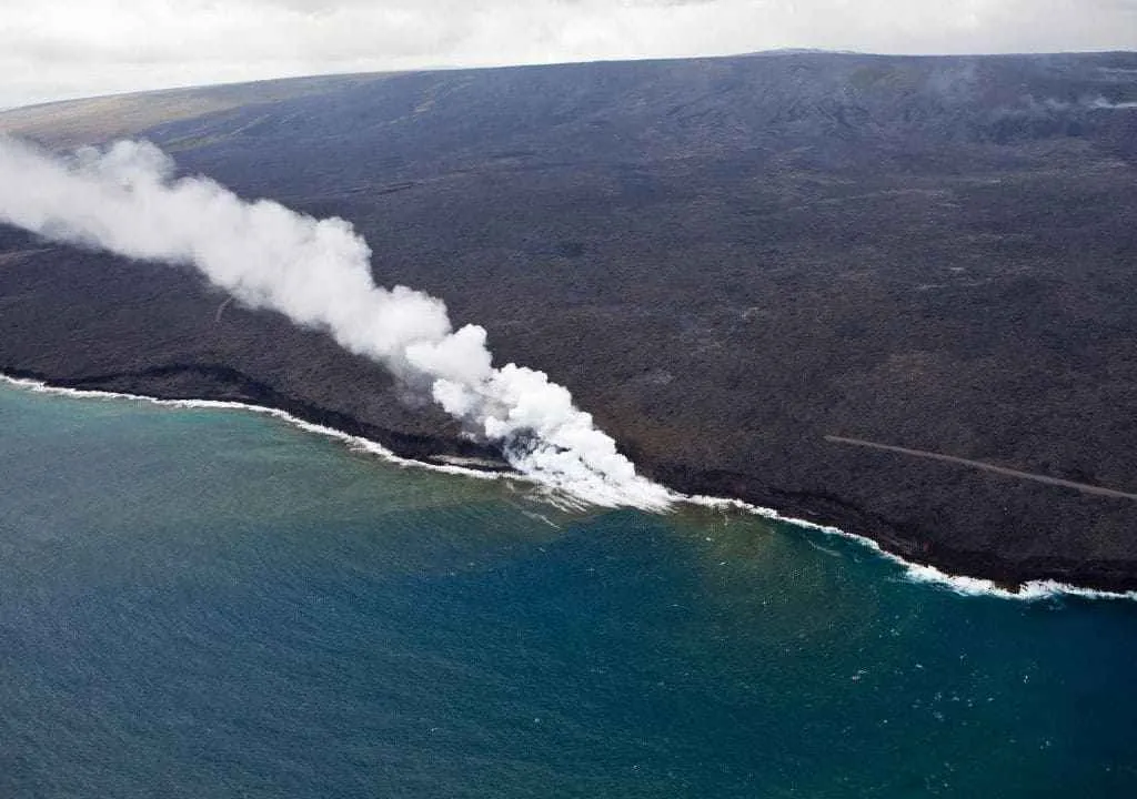 Lava, die das Meer erreicht la palma insel