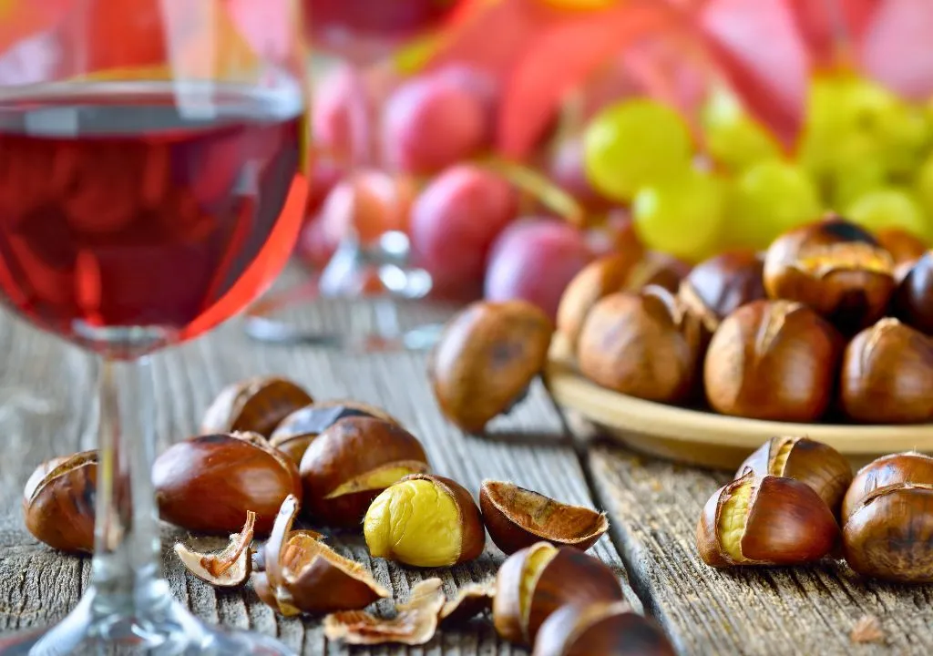 Geröstete Kastanien- san martin fiesta auf la palma