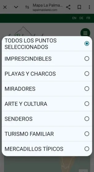 kategorien interaktive karte von la palma