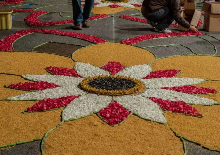 drawings of flowers on the ground in corpus christi festival