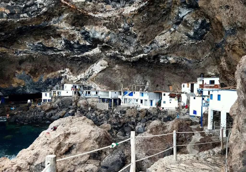 town in a sea cave in la palma