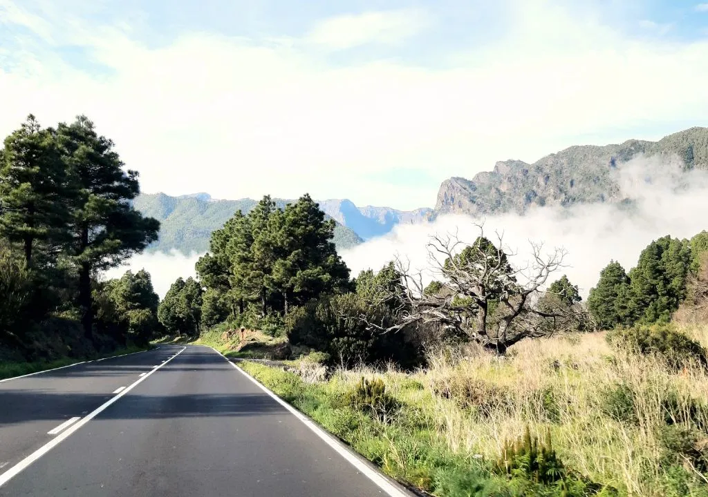 carretera principal con vista a la caldera de taburiente