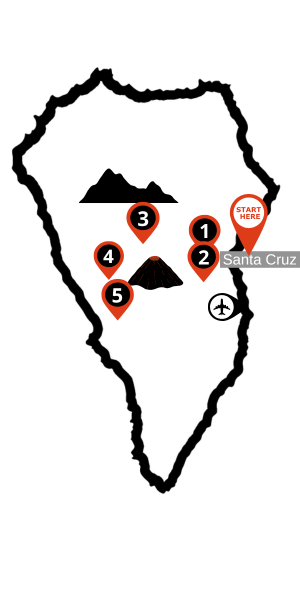 trayecyo de tour 4h la palma