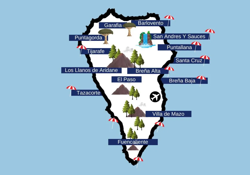 mapa de los municipios de la palma